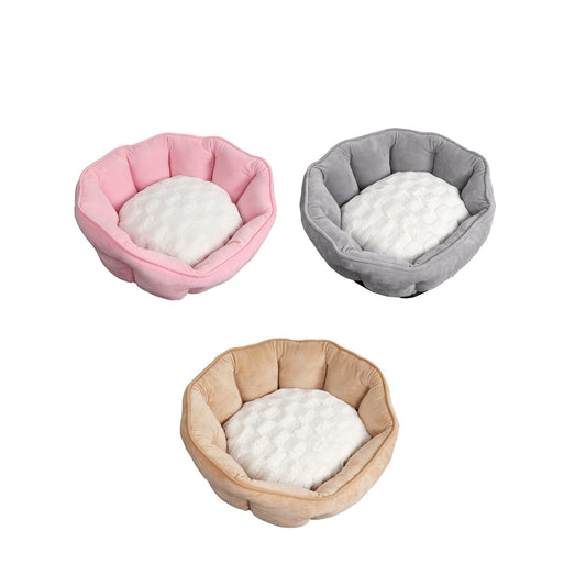 Pet Bed Shell-Shaped Soft Plush Cute for Cats, Small and Medium Size Dogs