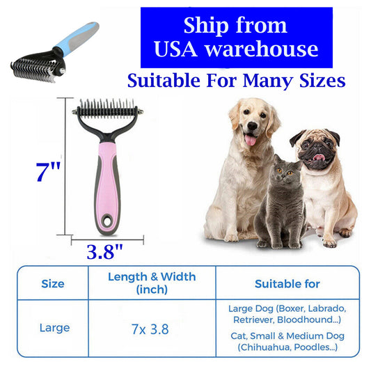 Double Sided Pets Grooming Brush, Deshedding Tool For Dogs Cats
