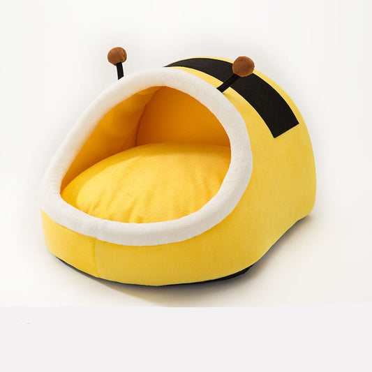 Cute Comfortable Pet Beds, Semi-closed, Plush Thickened for Cats and Small Dogs