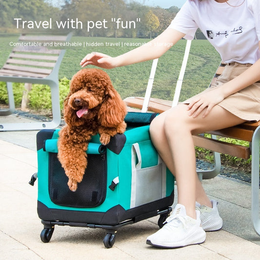 Pet Trolley Travel Bag Pet / Cat / Dog Carrier Multi-function For Outdoor Walk or Traveling by Car (Not Airline Approved)